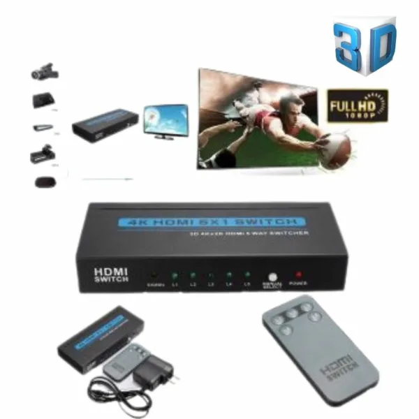 HDMI Switch Full HD 1080p avec télécommande pour vidéoprojecteur, HDTV, Ordinate pers2 (2)