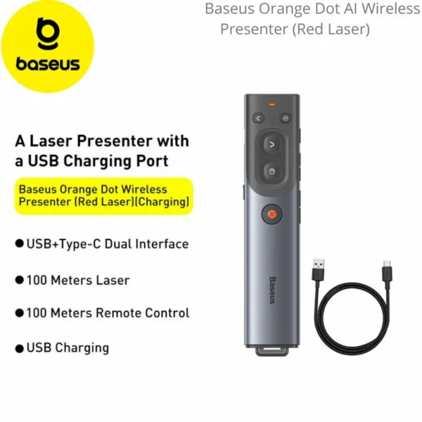 Baseus Orange Dot Wireless Presenter Rechargeable main 1