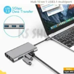 HUB USB C 10 en 1 avec HDMI 4K, VGA et PD 100W pers2